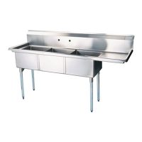 EFI Three Tub Sink - Right Drain Board SI818-3RC - 18"x18"x11"