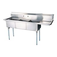 EFI Three Tub Sink - Right Drain Board SI824-3R - 24"x24"x14"