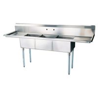 EFI Three Tub Sink - Two Drain Board SI818-3BC - 18"x18"x11"