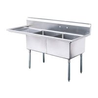 EFI Two Tub Sink - Left Drain Board SI818-2LC - 18"x18"x11"