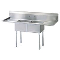EFI Two Tub Sink - Two Drain Board SI824-2B - 24"x24"x14"