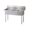 TTS-2424-0 Thorinox Three Compartment Sink - No Drain Board TTS-2424-0 - 24"x24"x14"