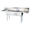 TTS-2424-RL24 Thorinox Three Compartment Sink - Two Drain Boards TTS-2424-RL24 - 24"x24"x14"