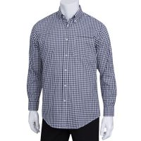 Chefworks D500-BWK-S Mens Gingham Dress Shirt - Dark Navy
