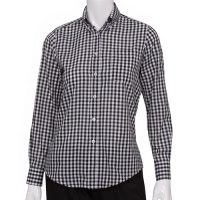 Chefworks W500-BWK-S Womens Gingham Dress Shirt - Dark Navy